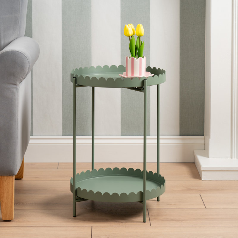 50cm Round Scallop Table, Green