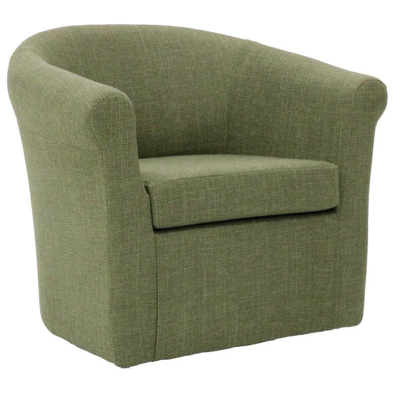 Anstett 30.5" Wide Polyester Swivel Barrel Chair, Green Polyester Blend