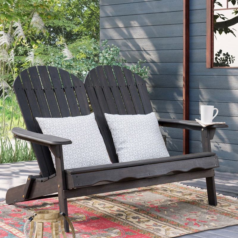 Chamberlan 50.75'' Wide Acacia Loveseat with Cushions, Dark Gray