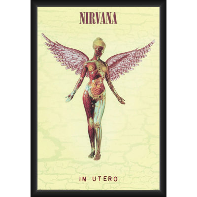  Officiellement sous licence Nirvana - affiche d'art encadrée In Utero - 24 x 36 pouces - Cadre en bois d'ingénierie robuste avec verre plexi - prêt à être accroché