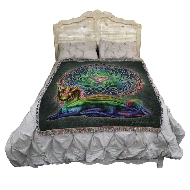 Pure Country Weavers Celtic Dragon Blanket by Brigid Ashwood - Gift Fantasy Tapestry Throw Woven from Cotton - Made in The USA (72x54)