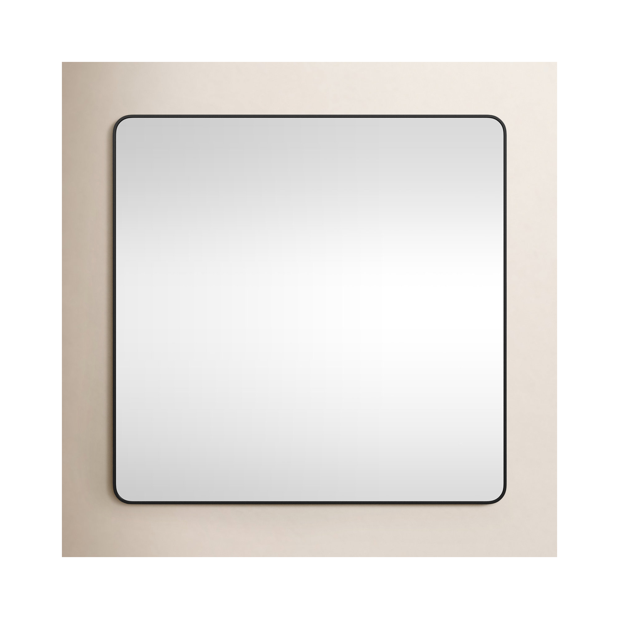Metal Square Wall Mirror, Black, 48"  x 48" 
