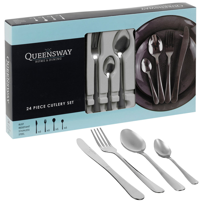 Ximena 24 Piece 18/10 Stainless Steel Flatware Set, Service for 6