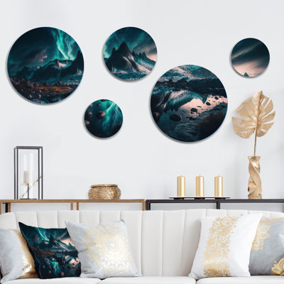 Aurora Borealis Magical Northern Lights I - Landscape Mountains Metal Wall Décor