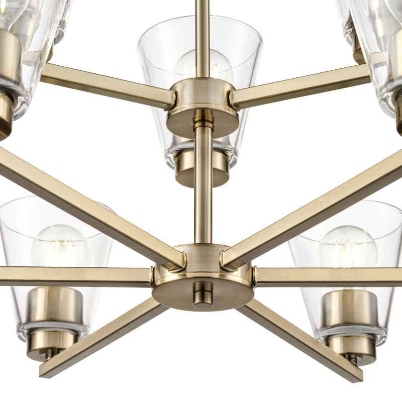Swanson 28.5" 9-Light Chandelier - Modern Gold, Brushed Gold