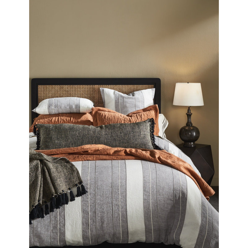 Courtepointe en lin Kyler, ocre, grand, Queen Quilt