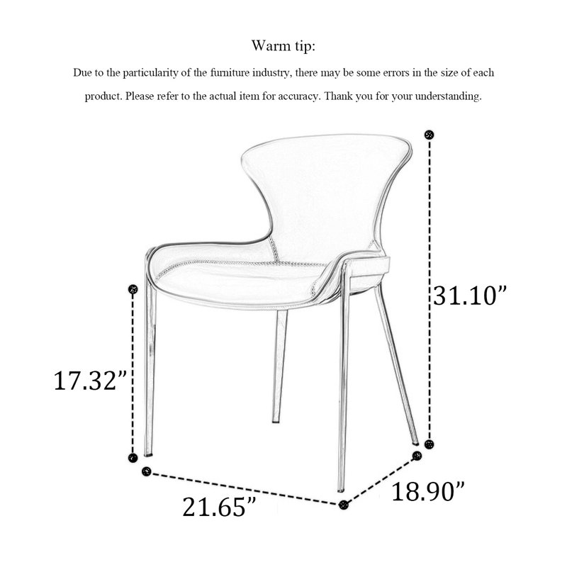 Chaise de salle à manger à dossier simple en cuir italien