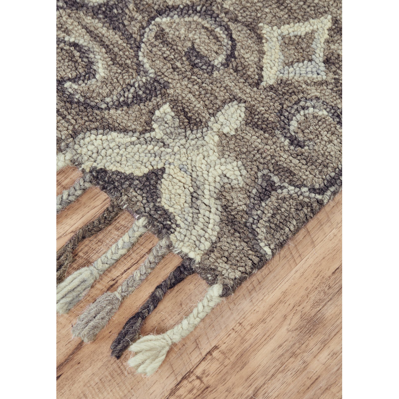 Florence Handmade Tufted Wool Gray/Ivory Area Rug, Rectangle 2' x 3'