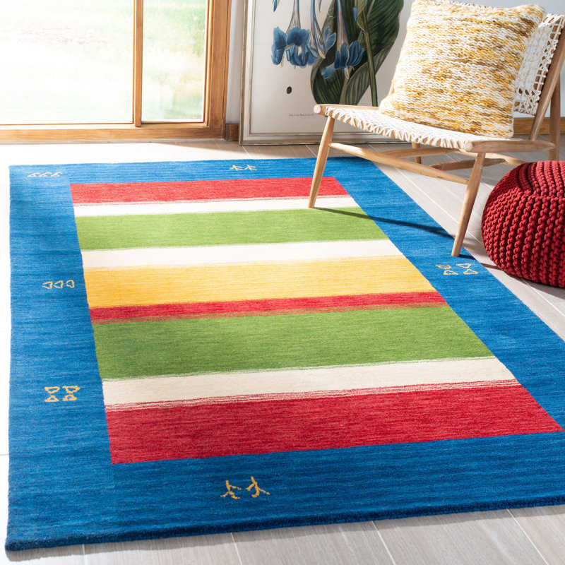 Adione Hand Loomed Wool Southwestern Rug, Rectangle 5' x 8'