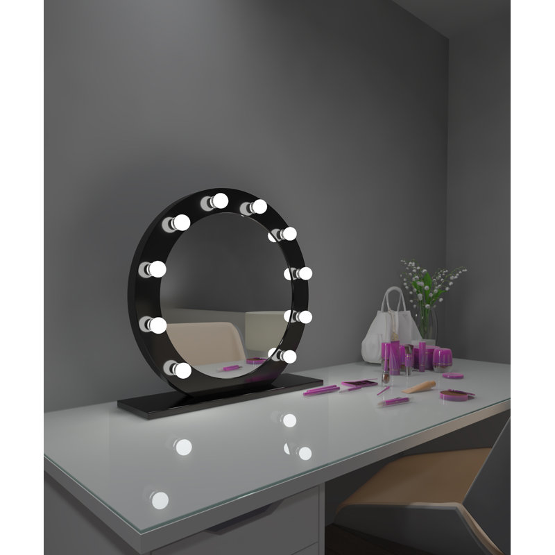 Miroir de maquillage/rasage Hollywood à intensité variable, Noir, 6000
