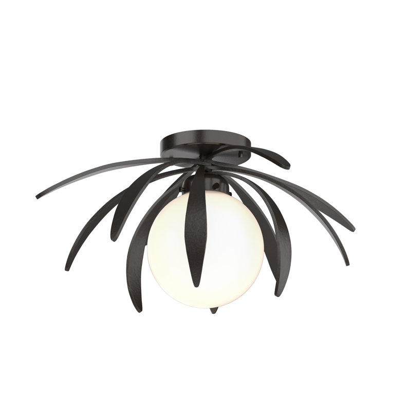Dahlia 1 - Light Semi Flush Mount, Opal White, Oil Rubbed Bronze