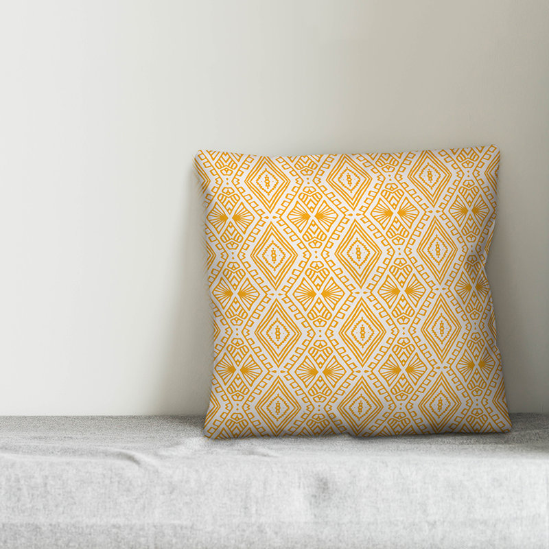Geometric Throw Pillow, 18" x 18", Yellow