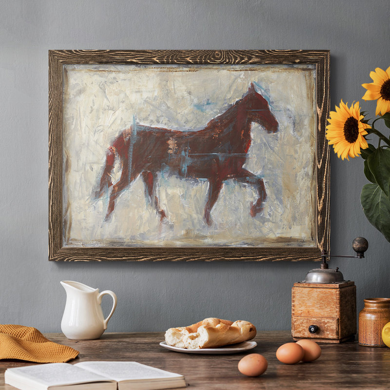 Iron Equine II, peinture sur toile encadrée, H 22 po x l 32 po x P 1,5 po, Noyer