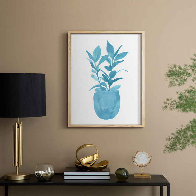 «Watercolor House Plant III», reproduction encadrée - bois massif