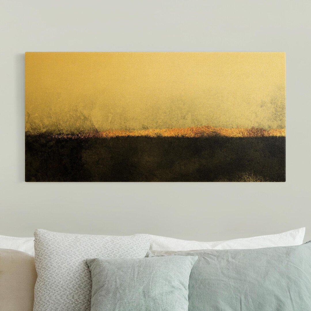 Leinwandbild Abstrakter Goldener Horizont von Elisabeth Fredriksson