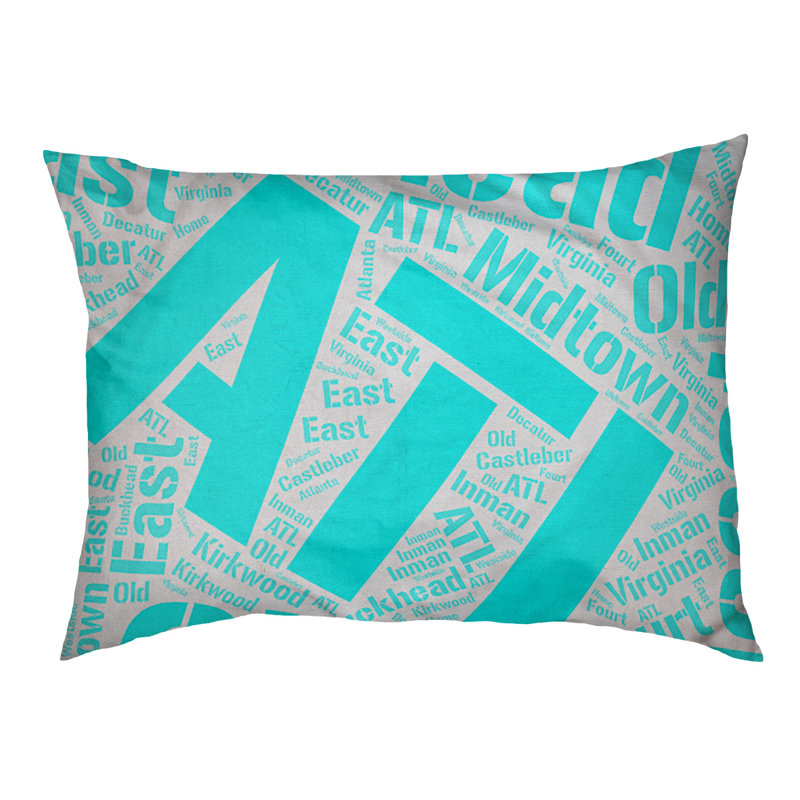 Coussin de chien « districts », Grand (l 40 po x P 30 po x H 14 po), Cyan, Atlanta