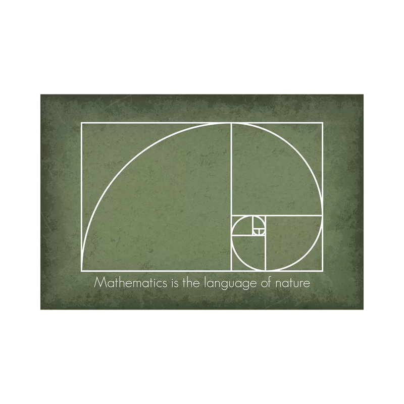«Fibonacci Spiral Math Quote» par GetYourNerdOn, reproduction d'art sur toile tendue, H 26 po x l 40 po x 1,5 po