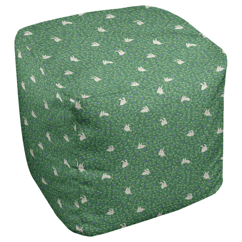 Repose-pieds à cube lapin lapin Leffel, H 19,5 po x L 117 po x P 20 po, Vert / mauve
