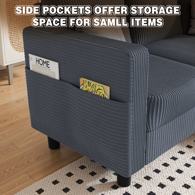 Canapé rembourré 76,4 po, Dark Gray
