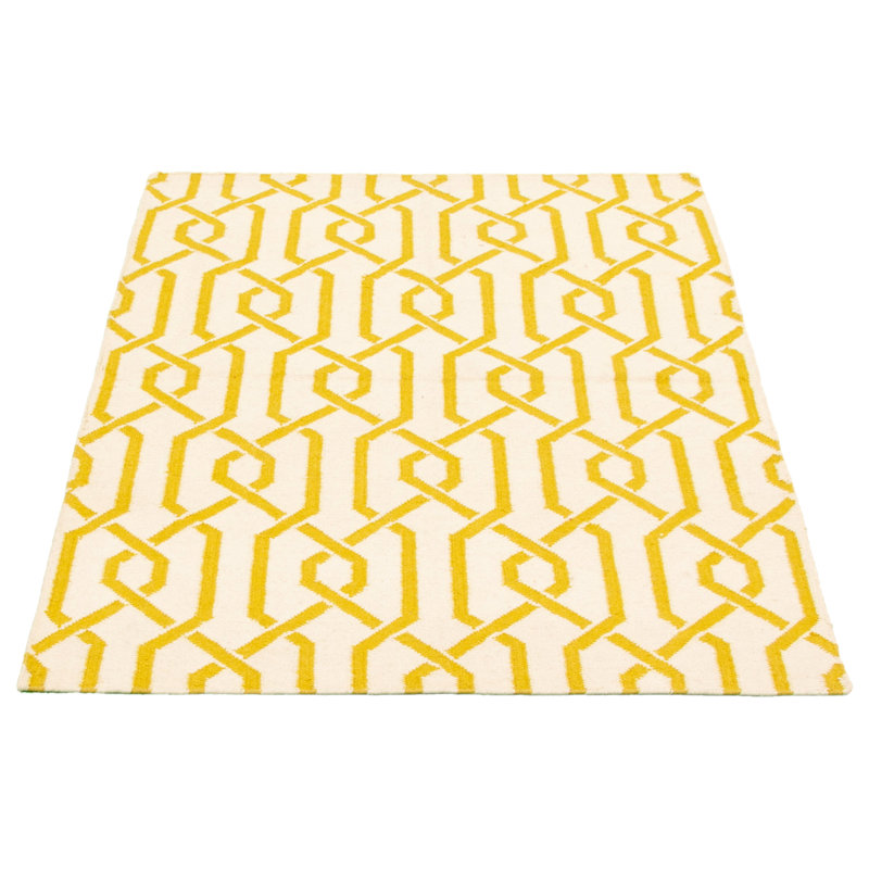 Tapis ivoire en laine tissé à plat à motif géométrique 4 pi 7 po x 6 pi 7 po Anedra