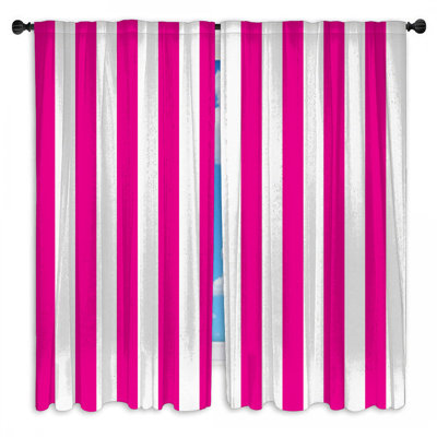 Pink White Stripes Window Curtains Stripes Sheer & Room Darkening - 2 Panels