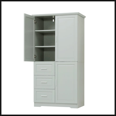 Tall And Wide Storage Cabinet With Doors For Bathroom/Office
