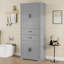 Armoire de rangement avec espace de rangement multifonctionnel, portes avec tablettes de rangement, 2 tiroirs, tablette réglable, gris (même SKU: N759P293426E)