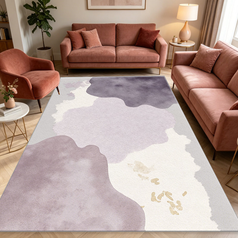Abstract Watercolor Purple carpet-easy to clean, machine-washable, soft and comfortable; suitable for door mats, kitchens, living rooms, bedrooms, corridors, and laundry areas. Easy to clean, durable carpet for home decoration.