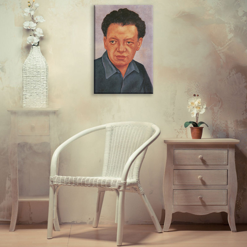 Portrait de Diego Rivera par Frida Kahlo, toile tendue avec châssis, H 24 po x l 17 po
