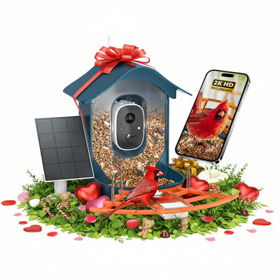 Smart Willavene With Camera, 2K HD AI Identify Birds Species, Bird Watching Camera With Solar Panel, White Elephant Gifts, Ideal Gifts For Christmas, Birdlovers