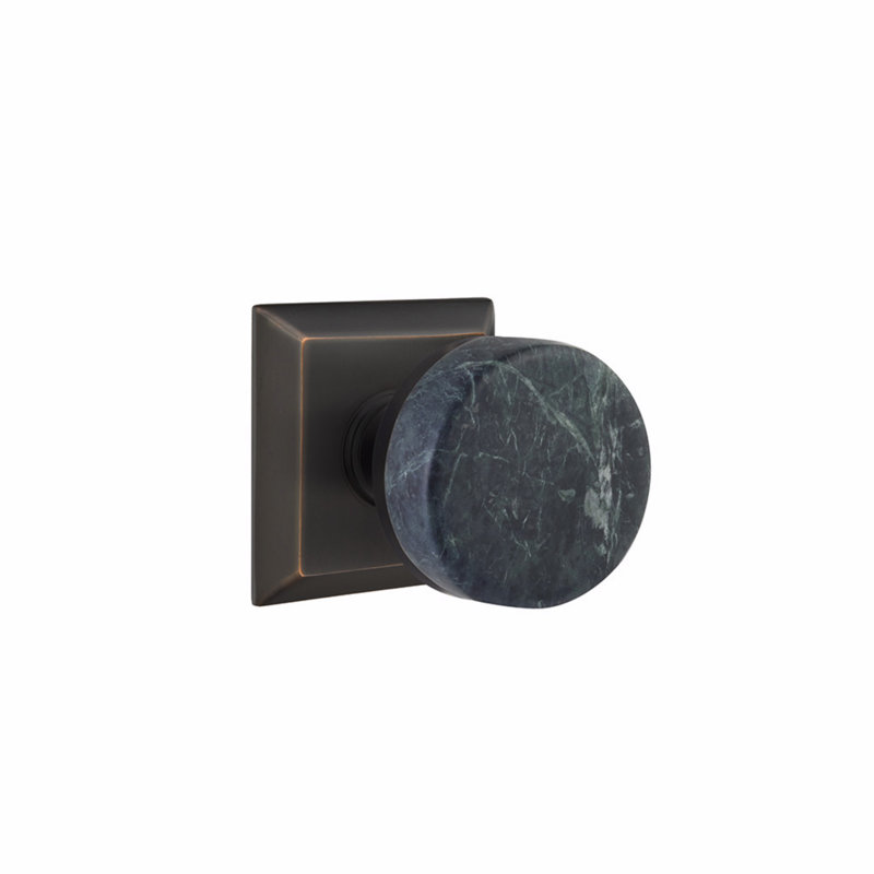 Select Round Knob with Square Rosette, Oil Rubbed Bronze, Privacy (Bed & Bath)