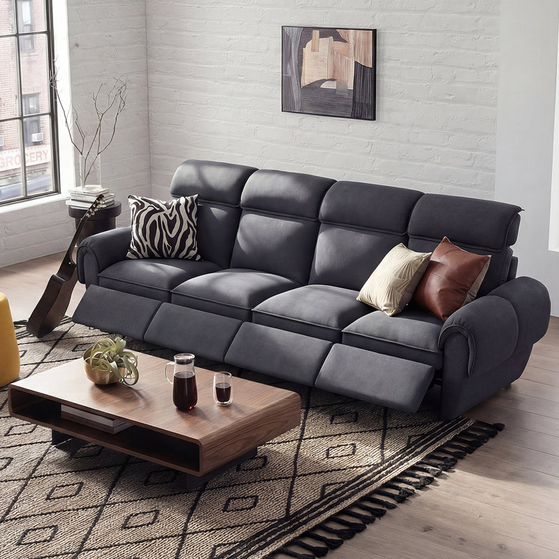 Canapé modulaire inclinable électrique 4 places, Gris foncé, 4 places avec 4 fauteuils inclinables