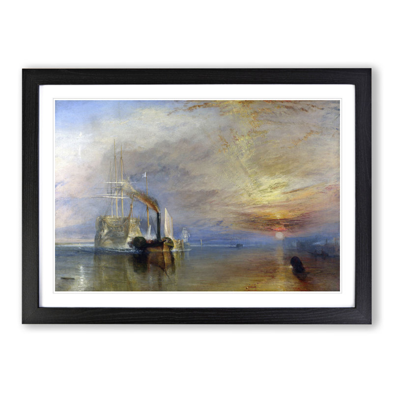 The Fighting Temeraire by Joseph Mallord William Turner - Picture Frame Painting, 27cm H x 36cm W x 2cm D, Black