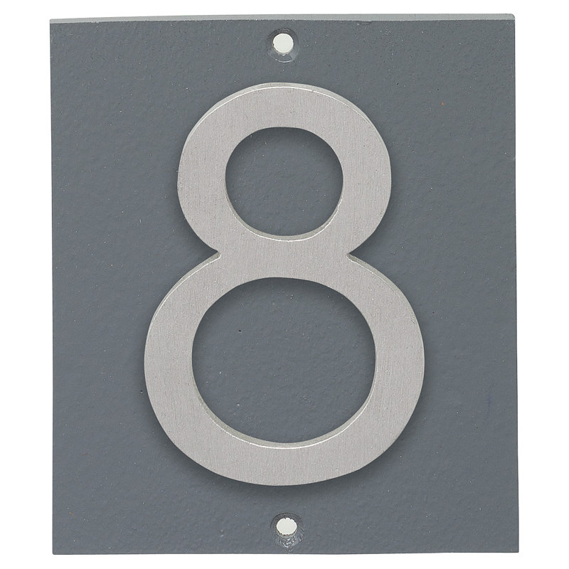 Plaque d’adresse murale sur 1 ligne flottante, Gris, Aluminium brossé, Oui