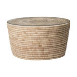 Malawi Woven Reed Coffee Table w/ Glass Top