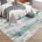 Washable Abstract Area Rug, Non-Slip, Low Pile, Faux Wool, Stain-Resistant for Bedroom, Living Room, Green & Yellow-1215184566