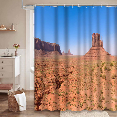 Red Rock Valley Scenic Tribal Design Waterproof Shower Curtain with 12 Hooks