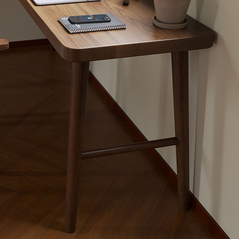 Walnut L-Shaped Solid Wood desk, Left Hand Return, 29.53" H x 62.99" W x 39.37" D