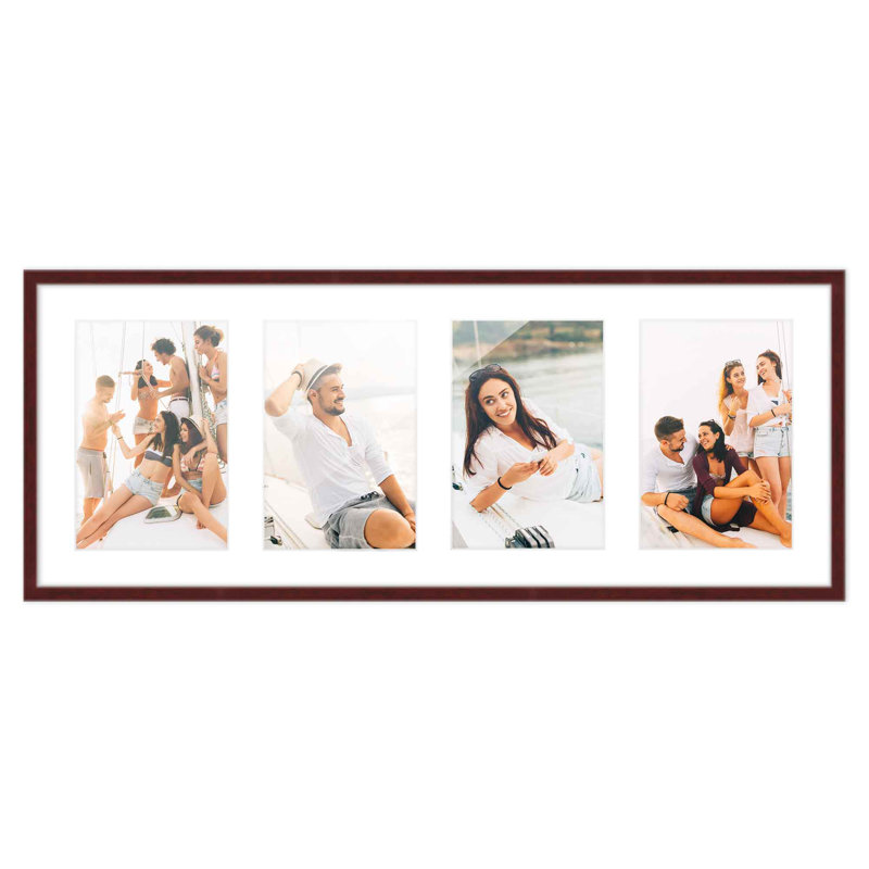 Cadre en bois, 8,5 po x 23 po, Brun foncé / blanc, 5 po x 7 po