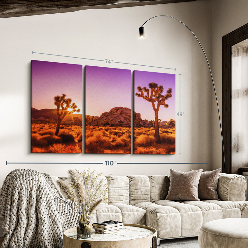 Nature "Sunlit Joshua Trees Canvas Print" sur, H 48 po x l 74 po x P 1,25 po