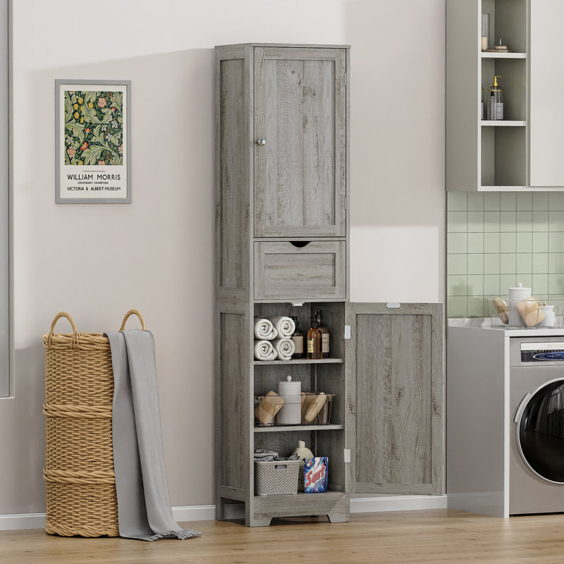 Armoire de rangement haute 67,13 po avec 2 portes et 1 tiroir, Gris