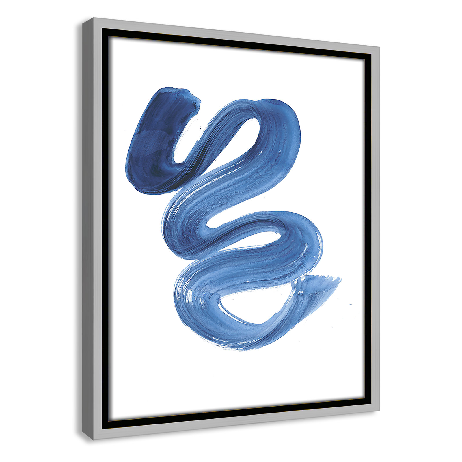 Coppola "Slinky Indigo II" Print by Filippo Ioco, 15.5" H x 12.5" W x 2" D, Silver Framed Canvas