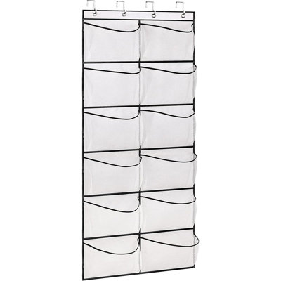 Over The Door Shoe Organizer 12 Large Mesh Pockets Boots Hanging Storage Shoe Rack For Closet White