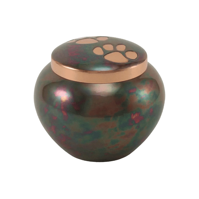 Urne pour animaux Broxton Paw Pewter | Petit, Raku, H 3,5 po x l 4,9 po x P 4,9 po