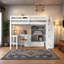 Lit mezzanine avec bureau en L, tiroirs de rangement et armoire, fabrication en bois de pin et en bois aggloméré, aucun sommier requis - Taille double-1960174704