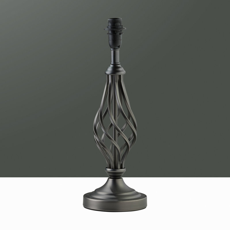Zoey 31cm Twist Traditional Metal Table Lamp Base, Pewter Grey