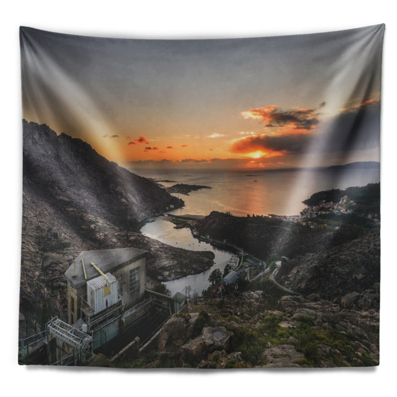 Paysage, paysage d'Ezaro, Galice, Espagne, tapisserie, H 68 po x l 80 po