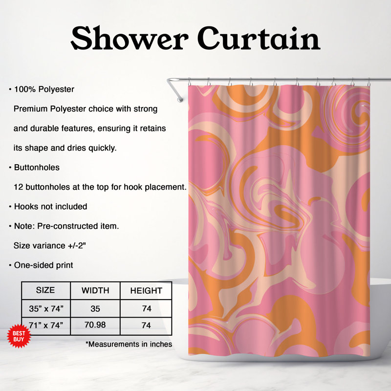 Rideau de douche Groovy Vibe - Premium, H 74 po x l 71 po