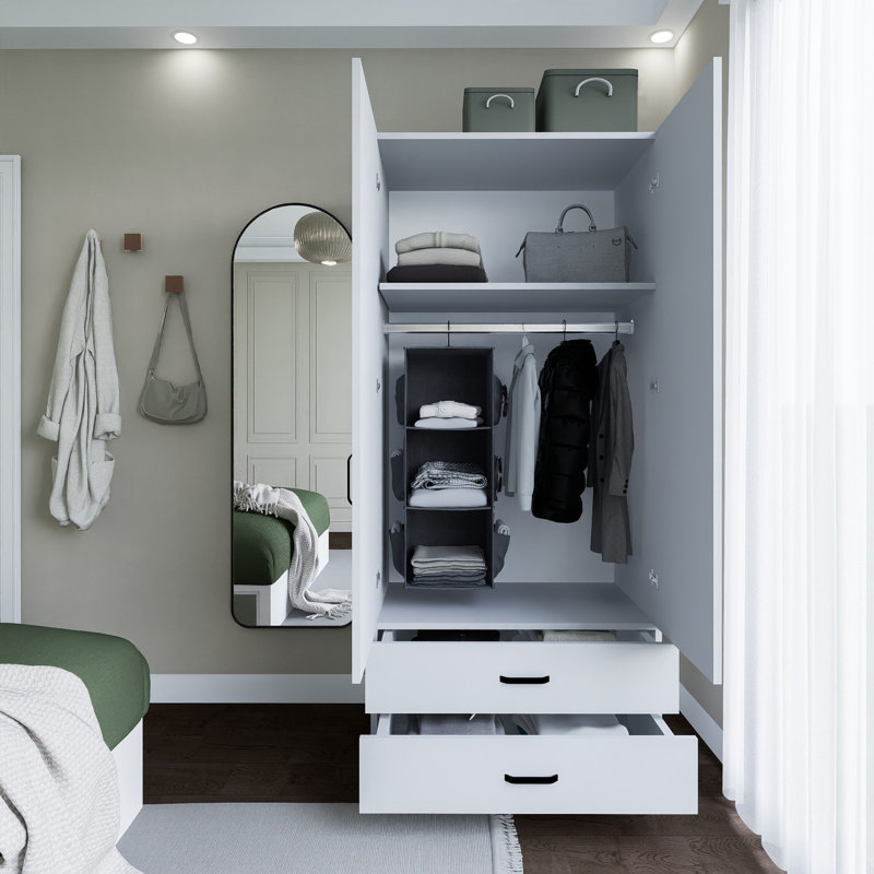 Berend 2 Door Manufactured Wood Wardrobe, Matte White
