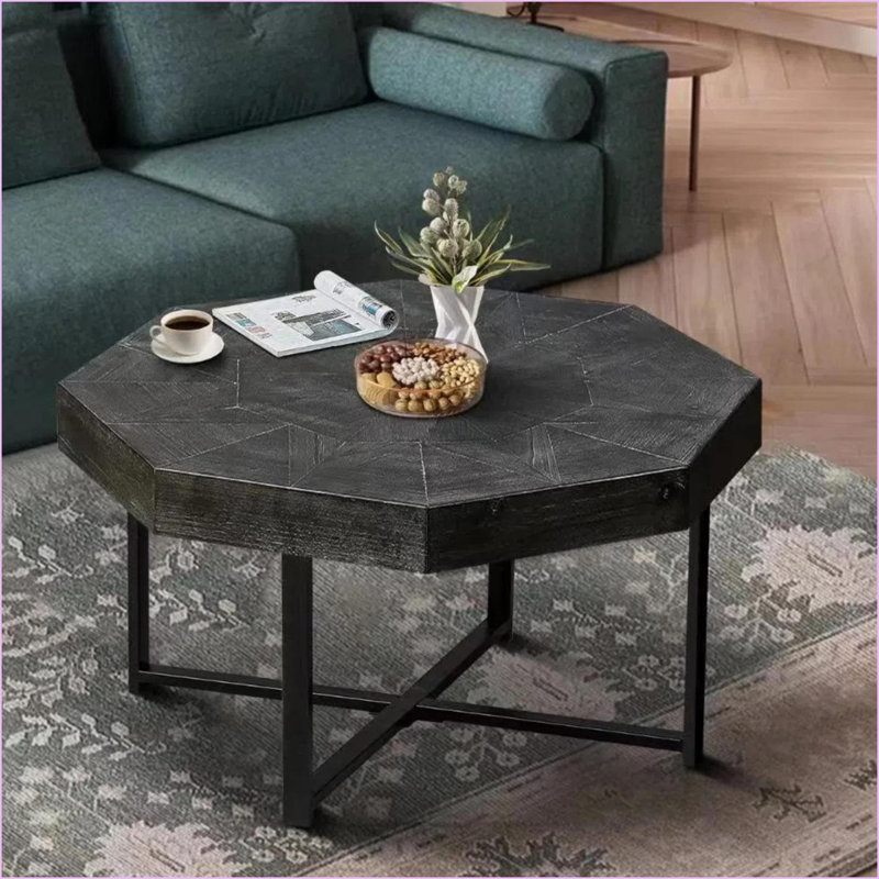 Table basse octogonale en bois Farmhouse Propre